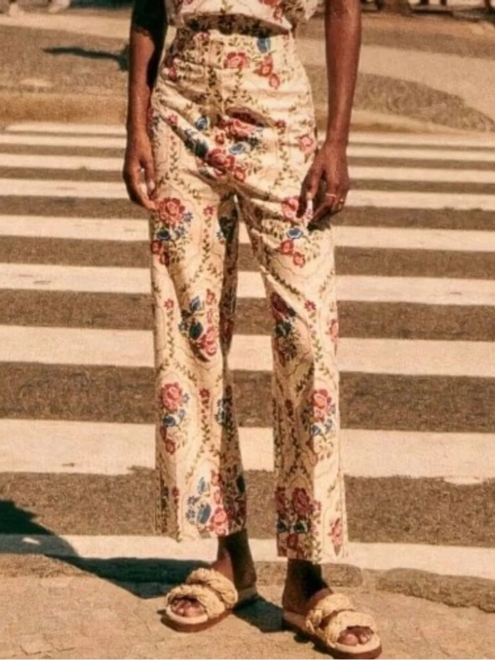 Sezane x Farm Rio Linen Cotton Tiago Pants in Romantic Garden